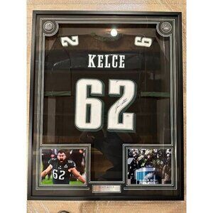 Jason Kelce signed autographed Philadelphia Eagles custom Jersey Framed PSA
